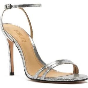 Schutz Silver Altina Ankle Strap Sandal size 6.5